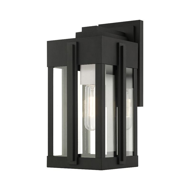 Black Clear Glass Outdoor Wall Lantern