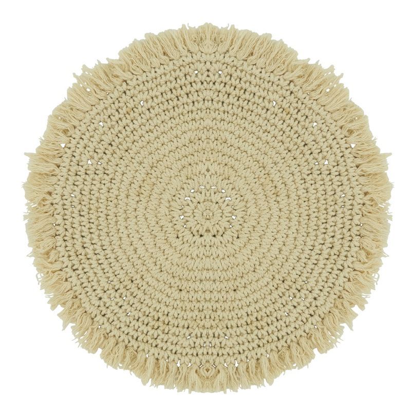 Natural Round Macrame Cotton Placemats Set of 4