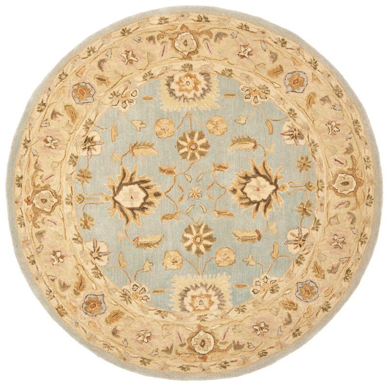 Gray Handmade Tufted Wool Reversible Round Rug, 8' Diameter