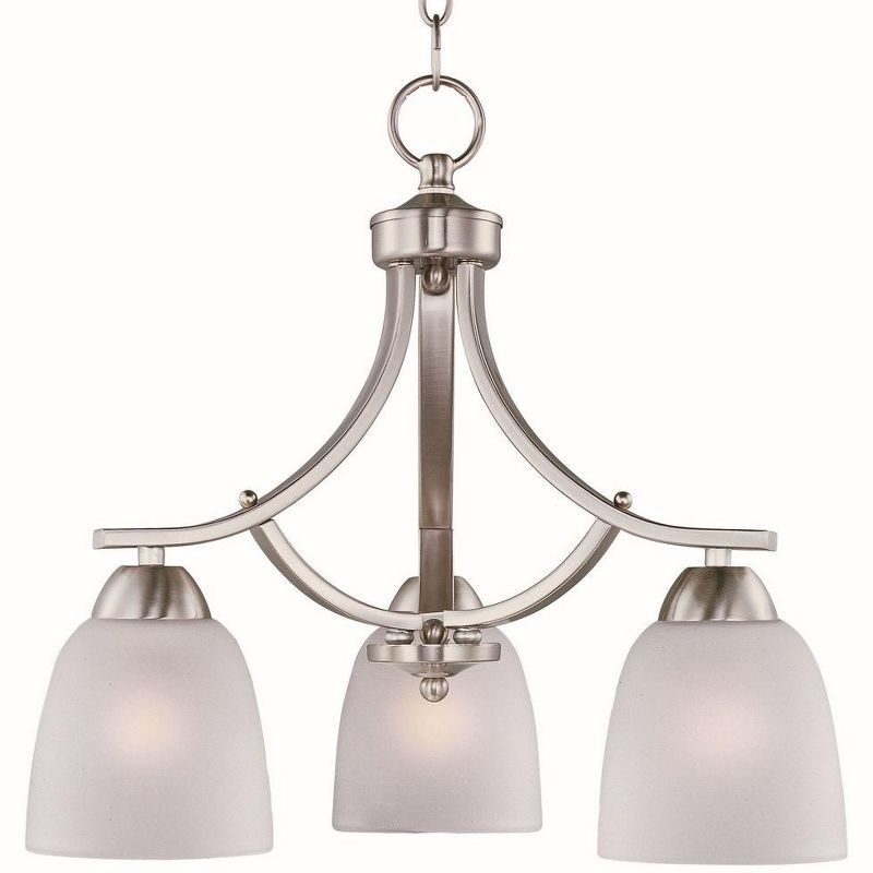 Satin Nickel 3-Light Chandelier with Frosted Glass Shades