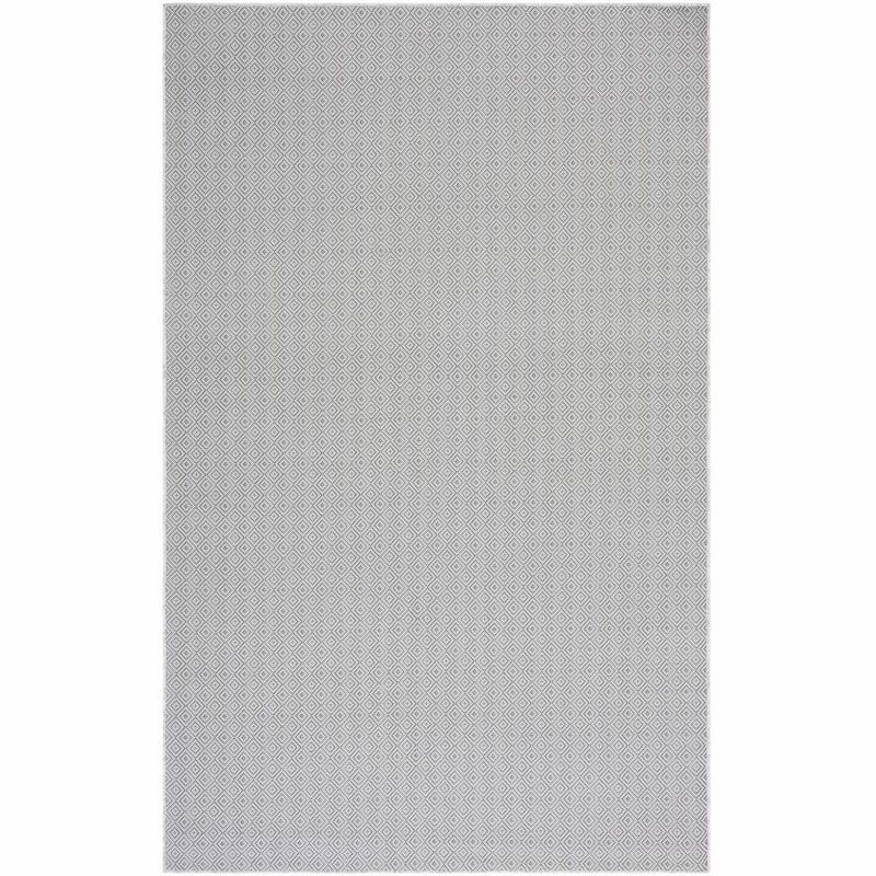 Gray Diamond Pattern Synthetic Indoor/Outdoor Area Rug, 5'-1" x 7'-6"