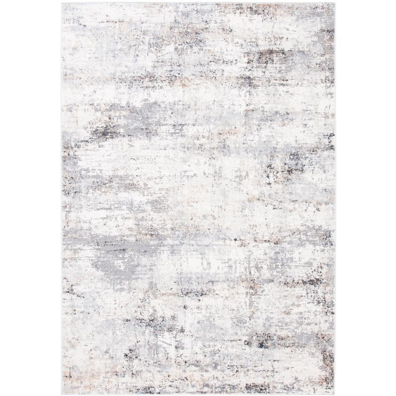 Abstract Elegance Gray & Gold 9x12 Hand-Knotted Synthetic Rug