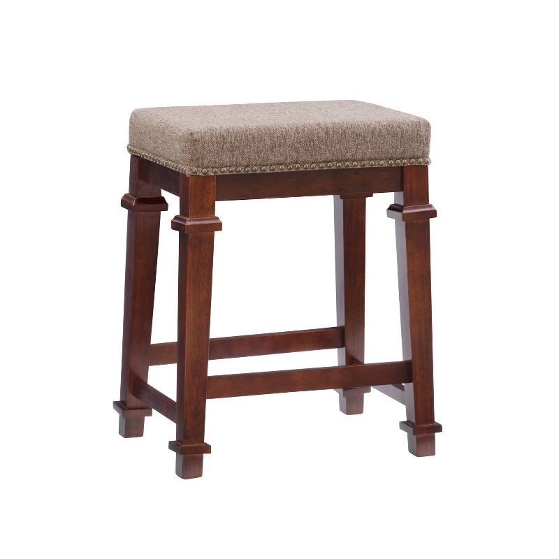 Kennedy Backless Walnut Brown Wood Counter Stool