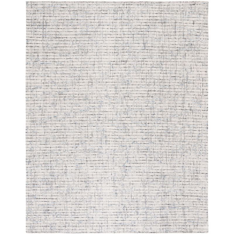 Handmade Grey and Ivory Wool Abstract 10' x 14' Area Rug