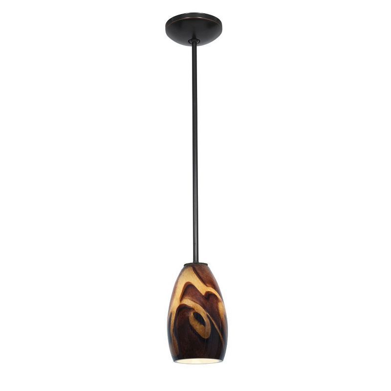 Oil Rubbed Bronze Glass Pendant Light with Swirl Pattern