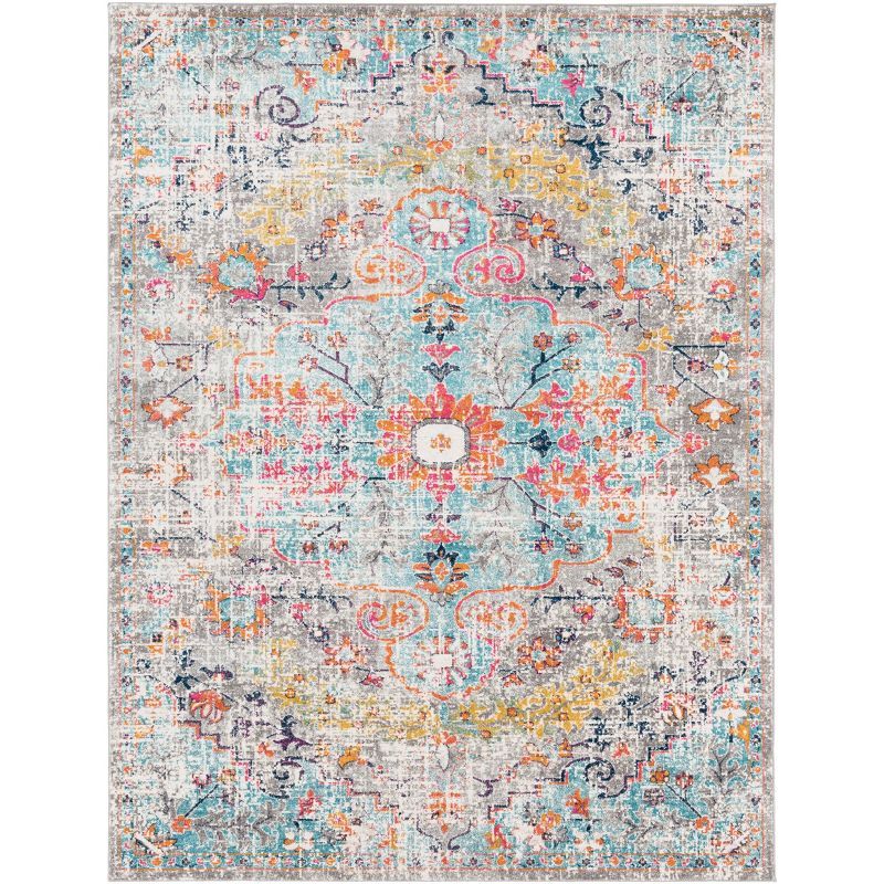 Multicolor Synthetic Stain-Resistant Rectangular 7'10" x 10'3" Area Rug