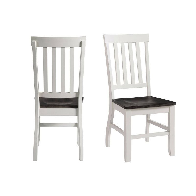 Gray and White Wooden Slat Back Side Chair