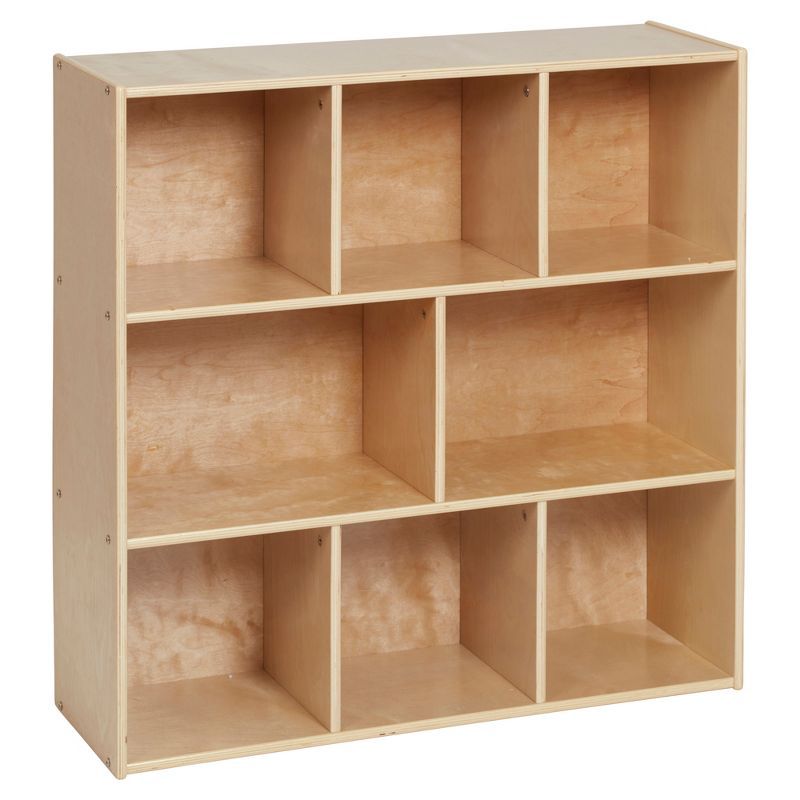 Natural Birch 36in Kids Storage Cabinet with 8 Compartments