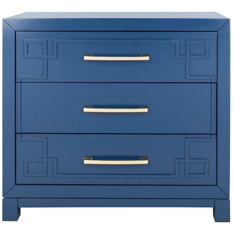 Lapis Blue and Gold Modern 3-Drawer Night Table