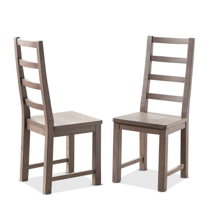 Weathered Gray Ladderback Solid Wood Side Chairs, Set of 2