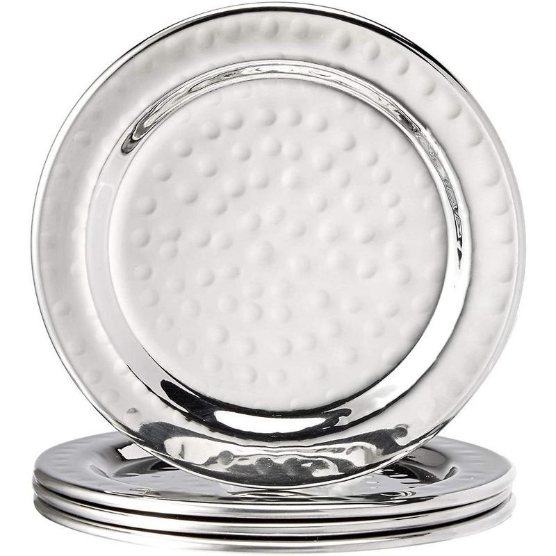 Elegance 4-Inch Hammered Stainless Steel Round Coaster Set