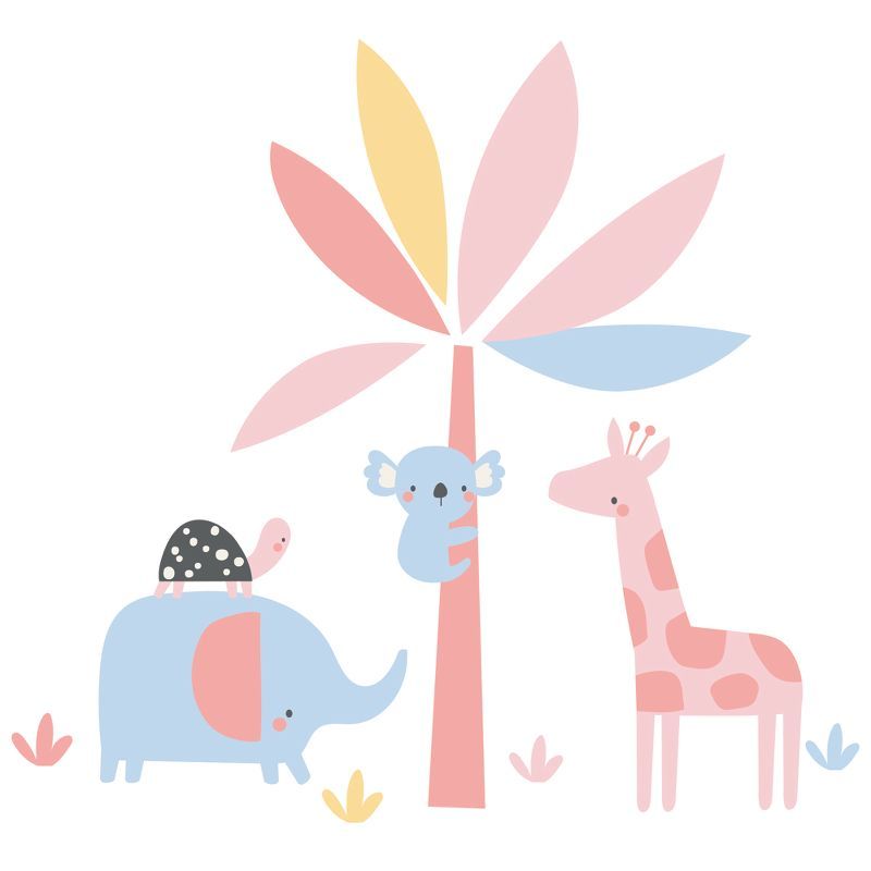 Pastel Safari Animal Wall Decals for Kids' Nursery