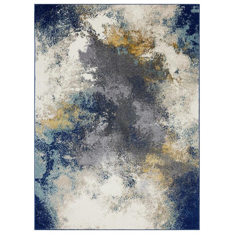 Luxe Weavers Blue Abstract 2x3 Synthetic Area Rug