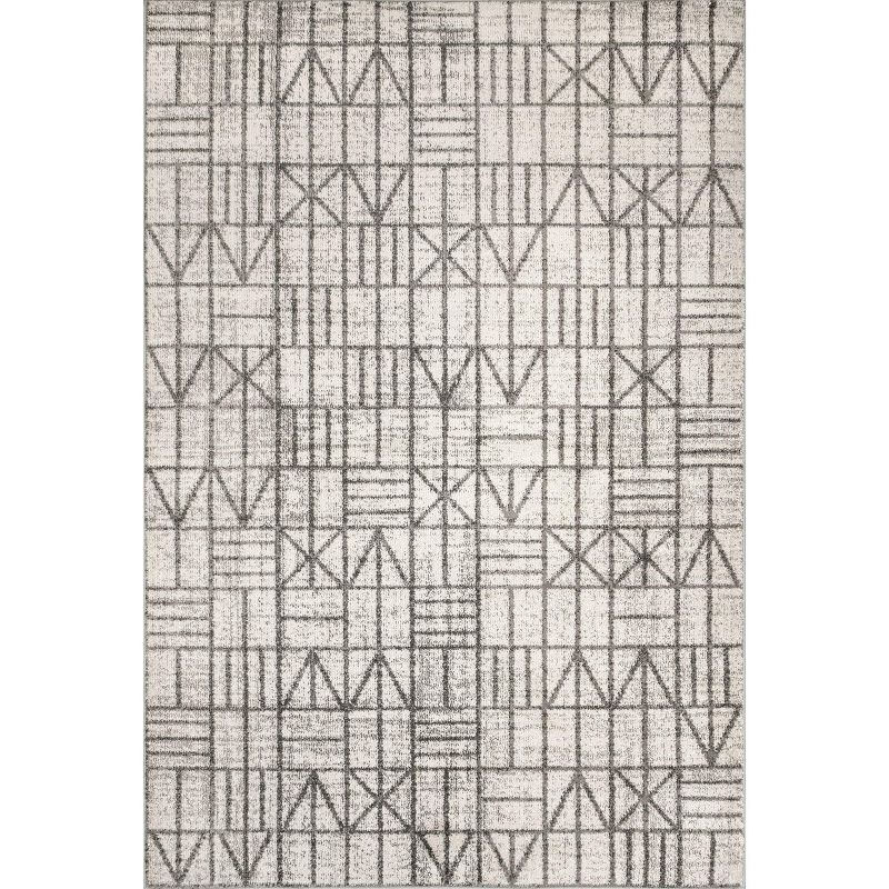 Modern Geometric 5'3" x 7'7" Synthetic Gray Area Rug