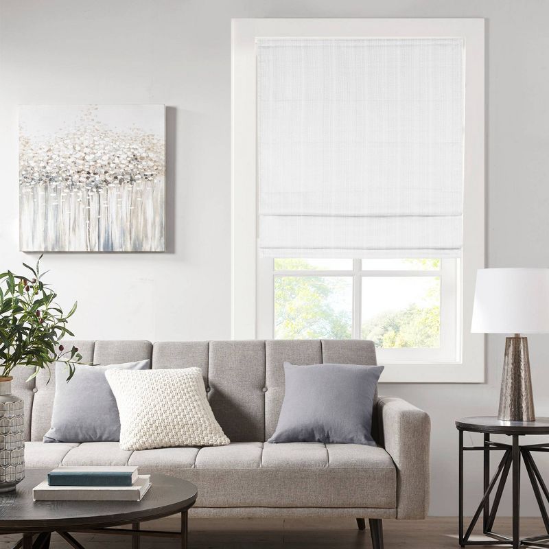White Basketweave Cordless Roman Shade, 27" x 64" Fabric