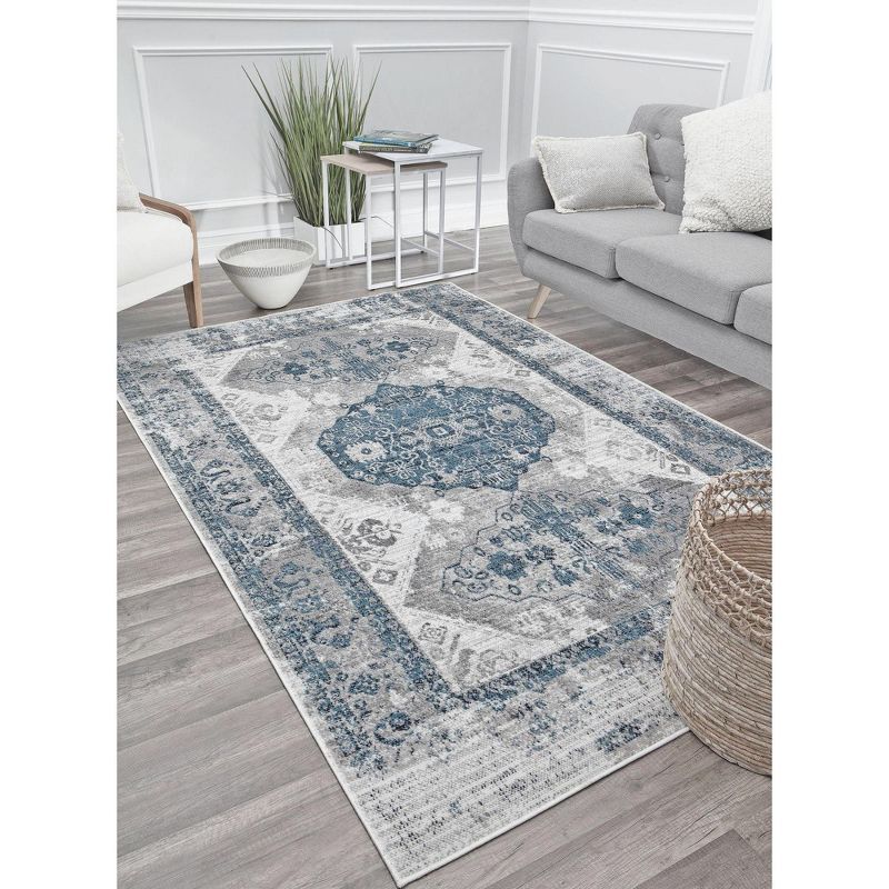 Freida Blue and Gray Vintage Farmhouse Area Rug