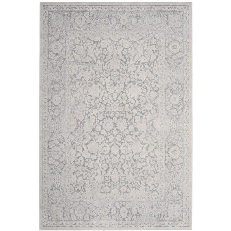 Elegant Light Grey and Cream Synthetic 5'1" x 7'6" Area Rug