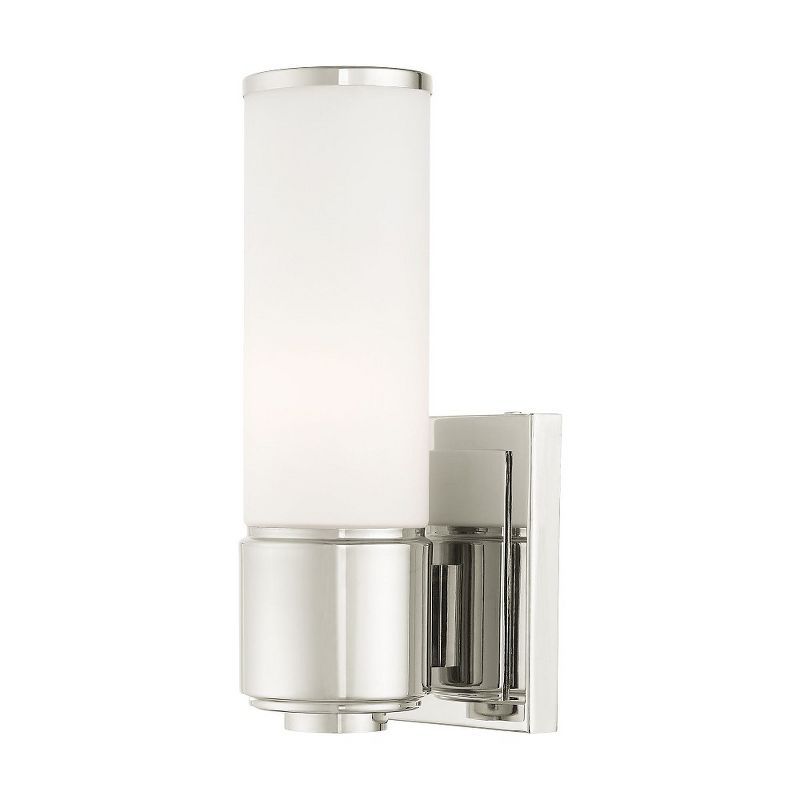 Polished Nickel Vanity Light with Satin Opal Glass