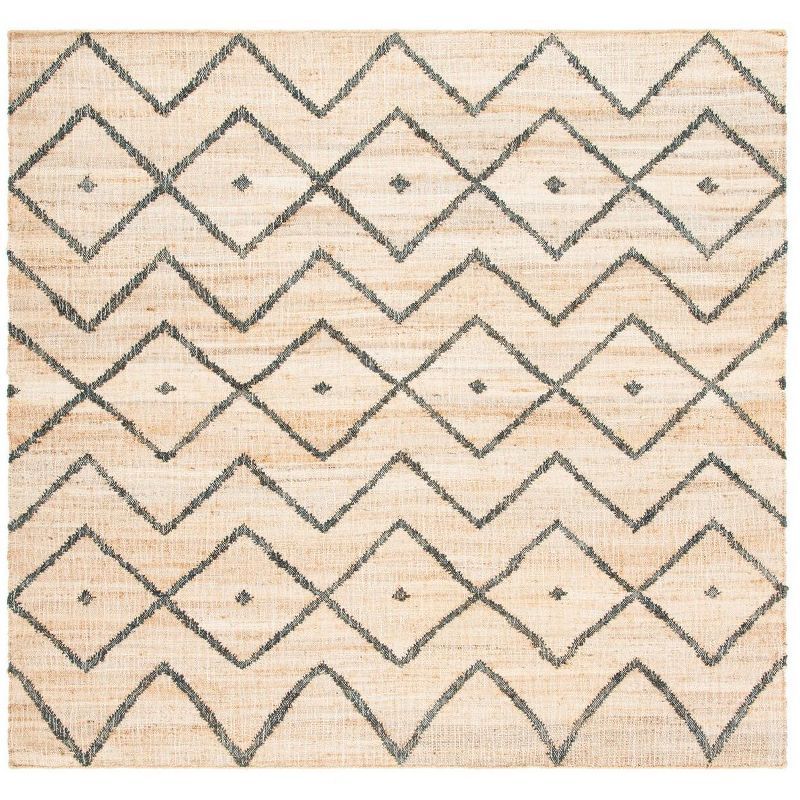 Handmade Natural and Charcoal Wool Square Area Rug