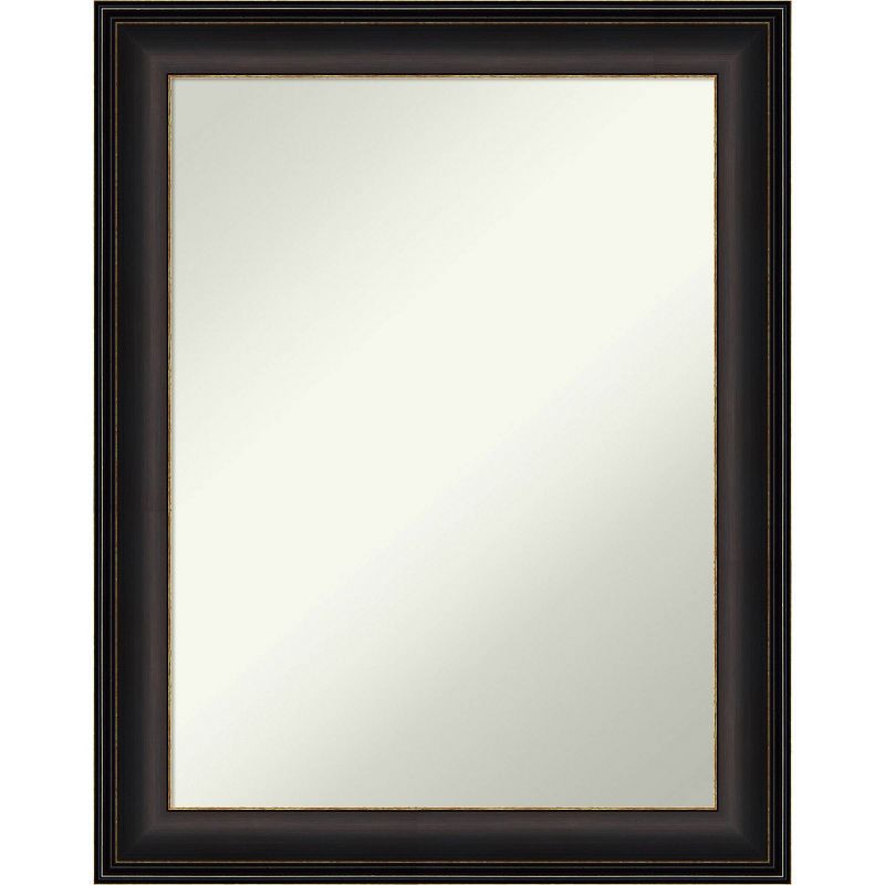 Dark Wood and Bronze Rectangular Wall Bath Mirror