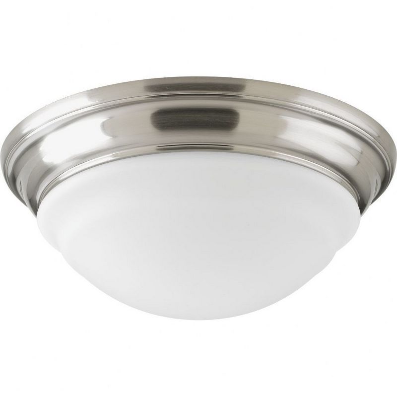 Brushed Nickel LED Flush Mount Light with Etched Glass Bowl