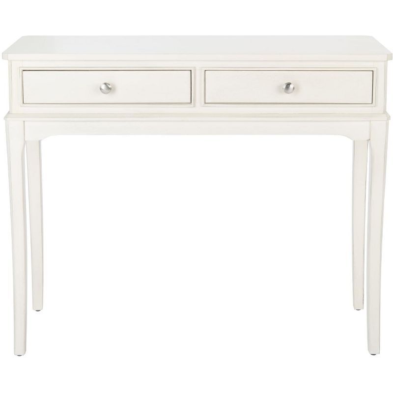 Distressed White French Country 2-Drawer Console Table