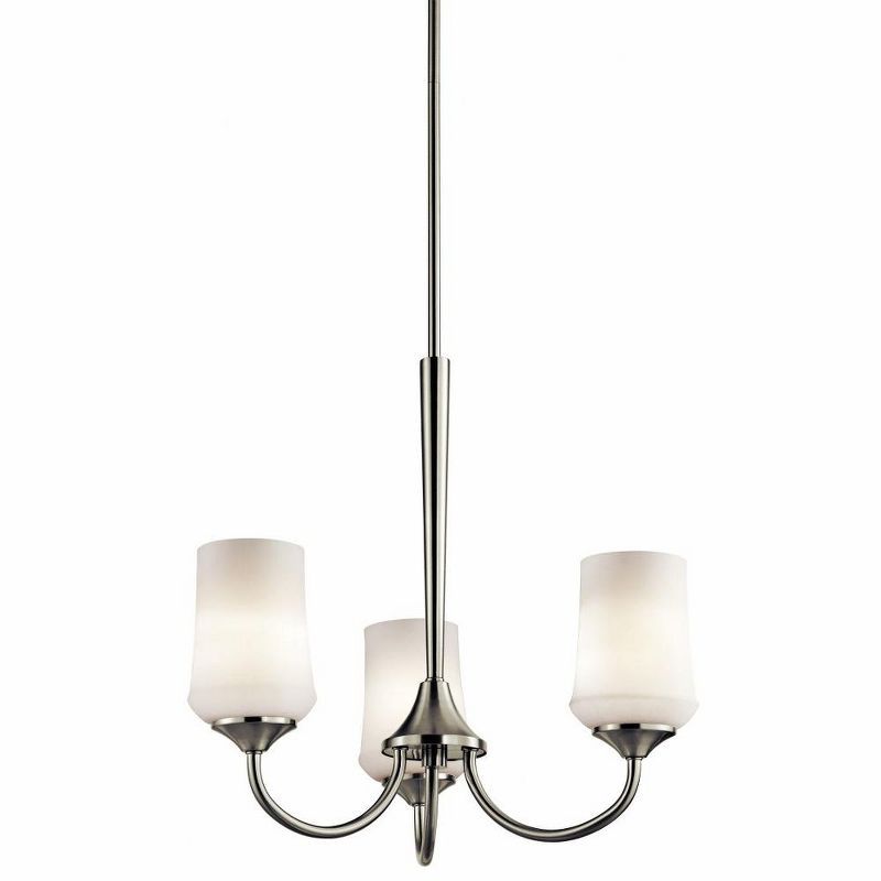 Aubrey Brushed Nickel 3-Light Chandelier with Satin Etched Glass