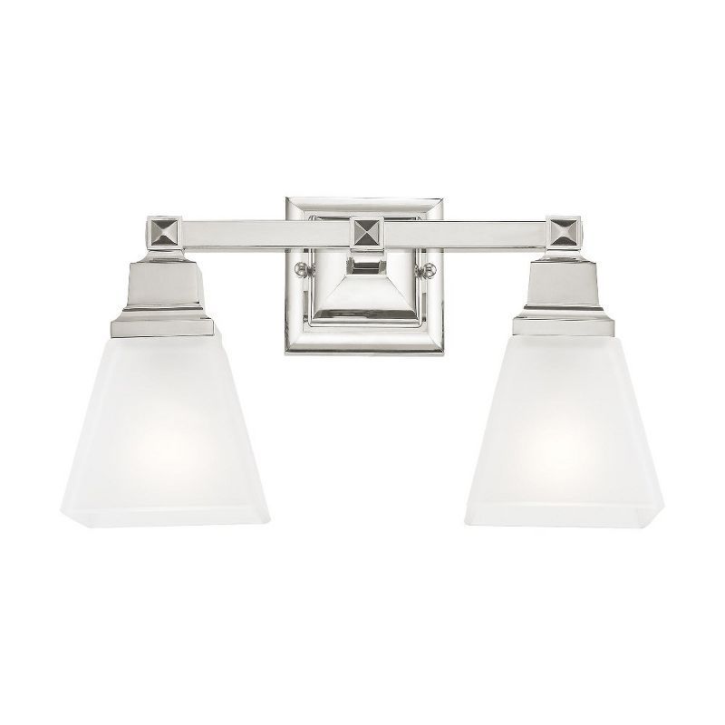Elegant Polished Nickel 2-Light Bath Vanity with Satin Glass