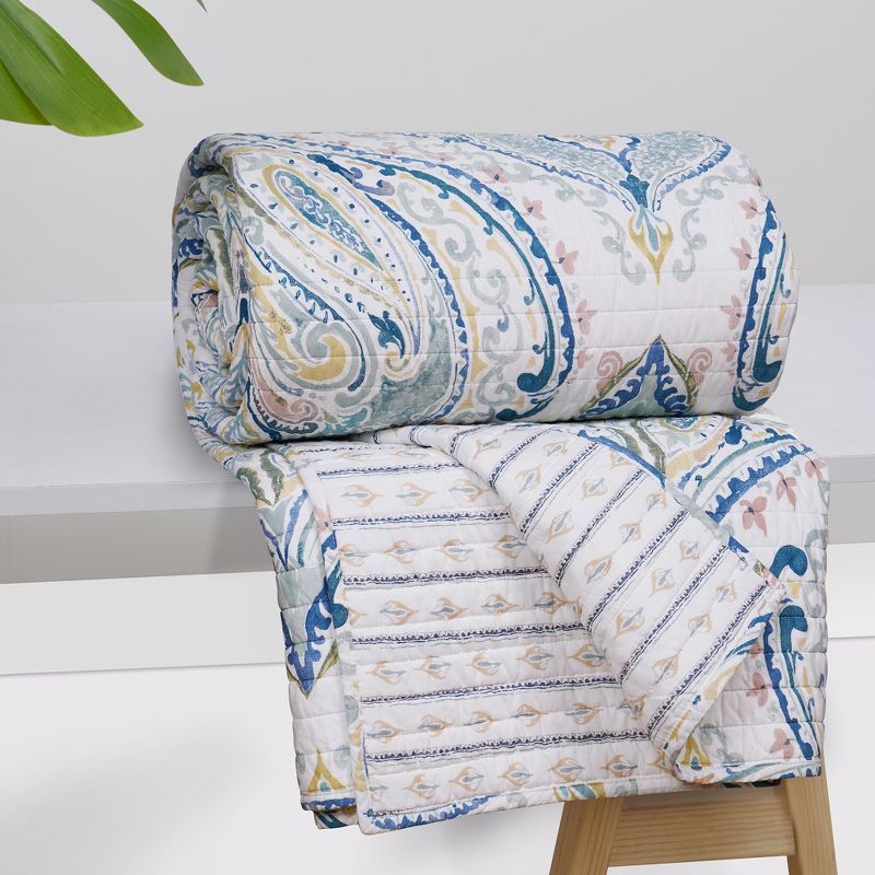 Alita Multicolor Cotton Reversible Quilted Throw 50x60