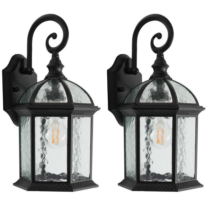 Falyn Black Steel Victorian Outdoor Wall Sconce Set