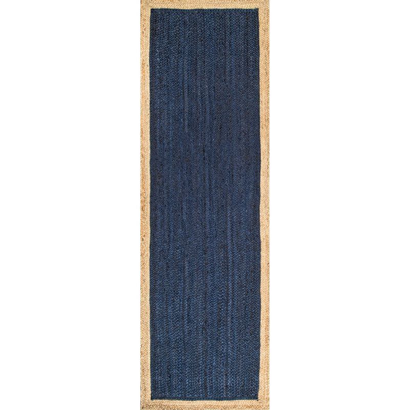 Coastal Charm Blue Braided Jute Runner Rug 31in