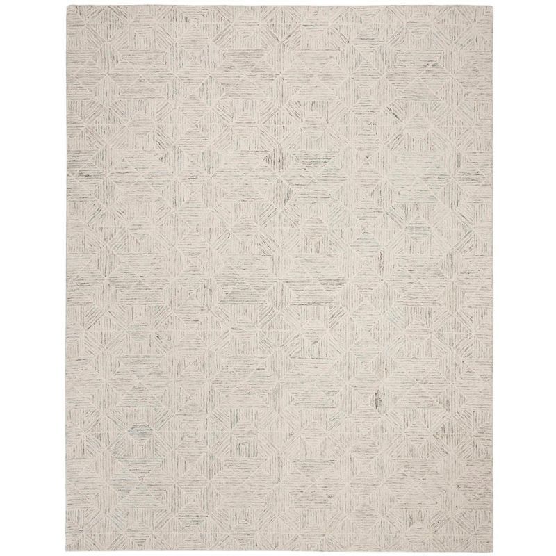 Light Blue Abstract Tufted Wool 8' x 10' Area Rug