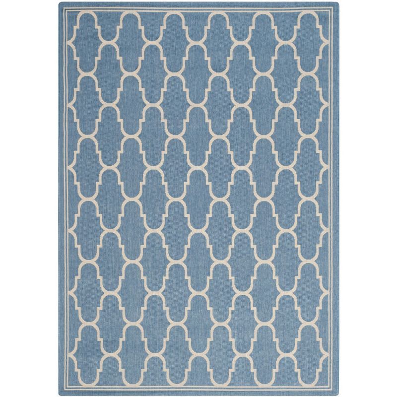 Elegant Blue and Beige 9' x 12' Synthetic Easy-Care Area Rug