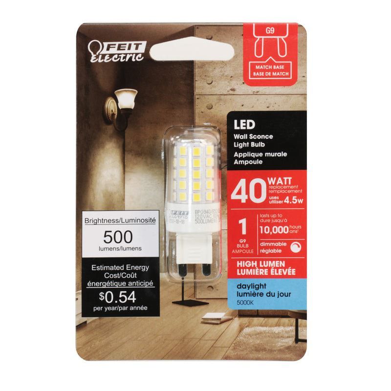 Feit Electric G9 Bi-Pin Clear LED Bulb Daylight 40W Equivalent