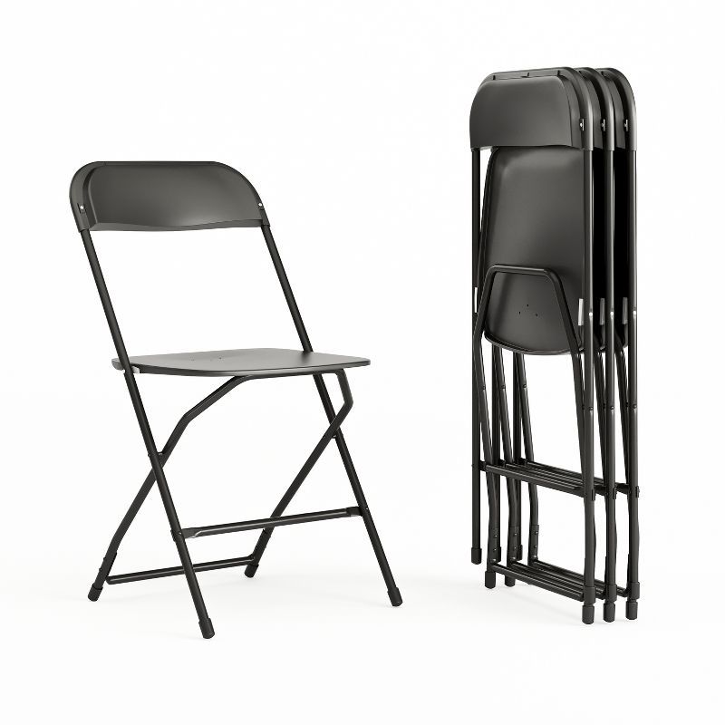 Hercules Series 650LB Capacity Black Metal Folding Chair Set