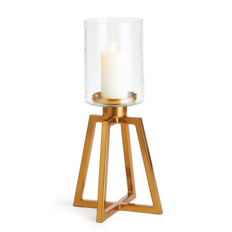 Braylen Tapered Gold Hammered Glass Hurricane Candle Holder