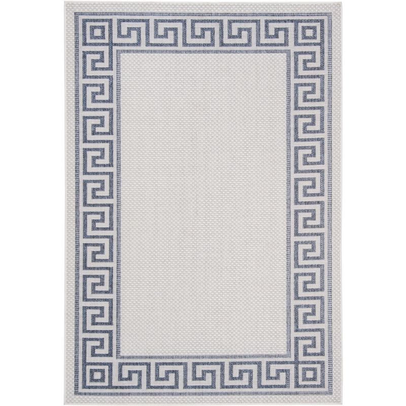 Ivory Synthetic Flat Woven Stain-Resistant Rectangular Rug