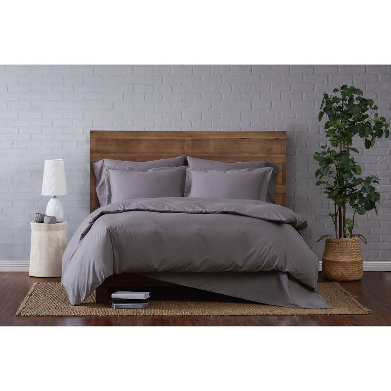 Gray Cotton Twin XL Duvet Cover Set with Pillow Sham