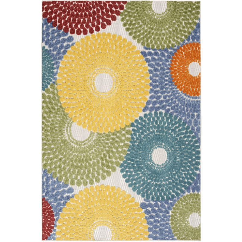 Aloha Collection Vibrant Geometric Multicolor Synthetic Area Rug 5'3" x 7'5"