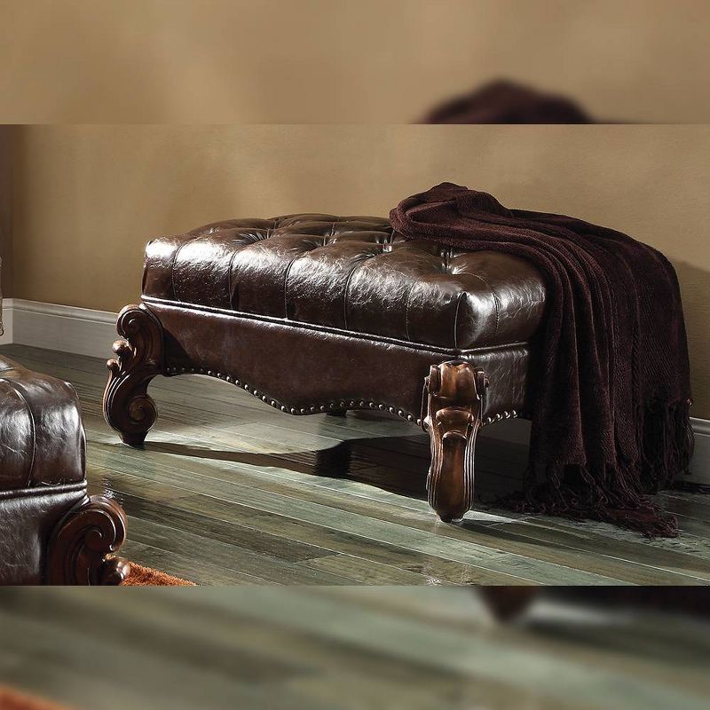 Versailles 37" Dark Brown and Cherry Oak Tufted Ottoman