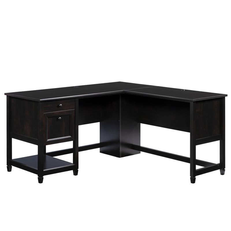 Estate Black L-Shaped Computer Desk with Drawer and Filing Cabinet