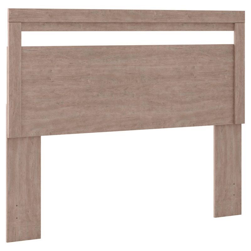 Gray Queen Panel Headboard with Warm Wood Finish