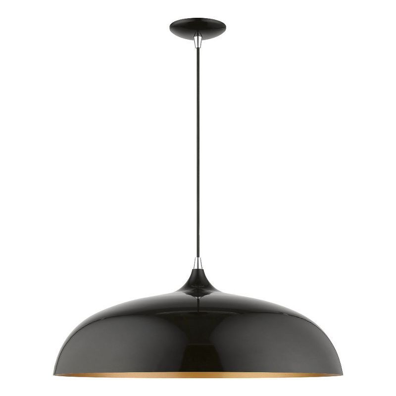 Shiny Black and Polished Chrome 3-Light LED Pendant