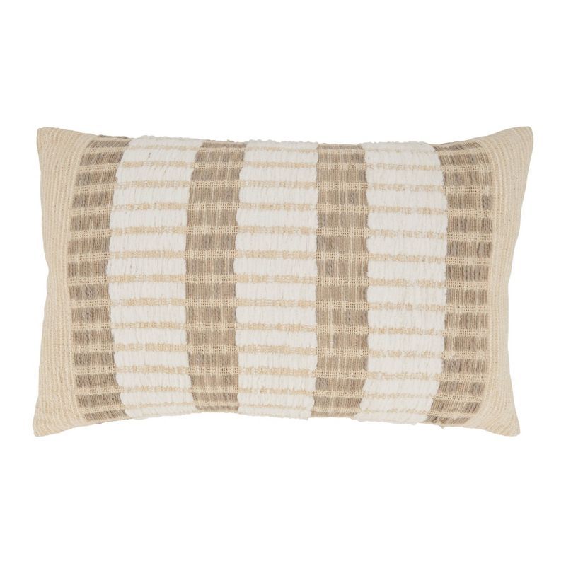 Natural Woven Striped Cotton Throw Pillow Cover