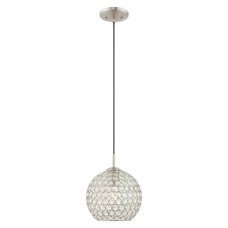 Cassandra Brushed Nickel Mini Globe Pendant with Clear Crystals