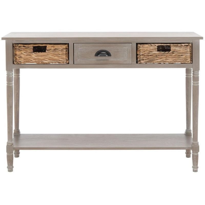 Christa Brown Wood and Metal Console Table with Storage