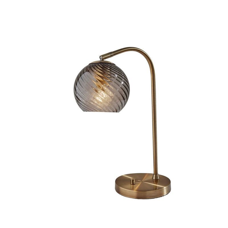 Camden Antique Brass Desk Lamp with Smoked Glass Shade