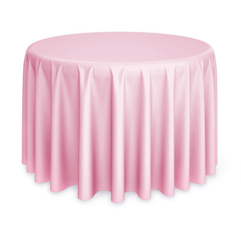 Elegant Pink Polyester Round Tablecloth for Weddings - 108 Inch