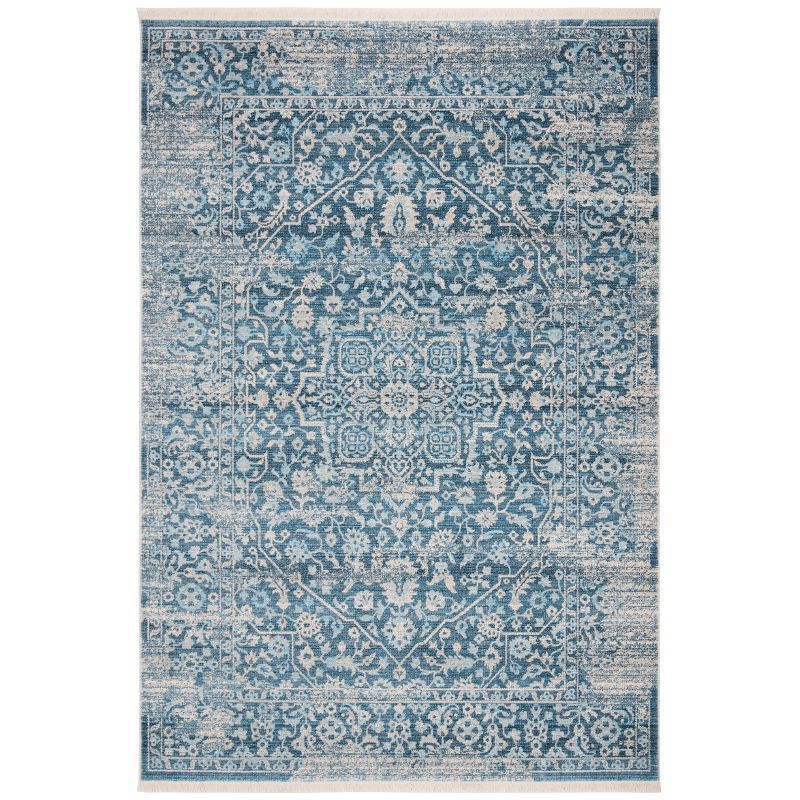 Blue Vintage Persian Hand-Knotted Washable Area Rug 5' x 7'