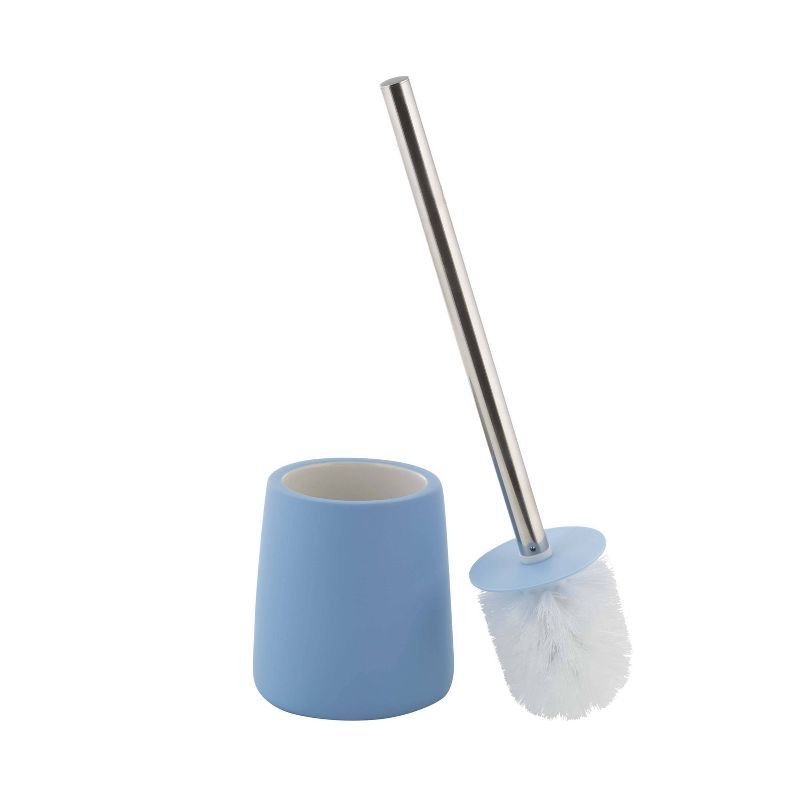 Elle Décor Blue Rubberized Finish Wide Bowl Toilet Brush